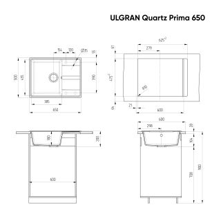 Кухонная мойка Ulgran Quartz Prima 650-08 космос